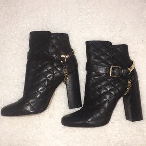Karl Lagerfield Black Booties with Gold Hardware